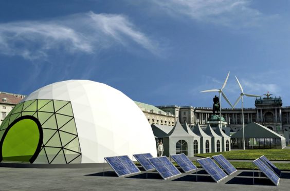 Foto Geodätisches Kuppelzelt und Pagodenzelte